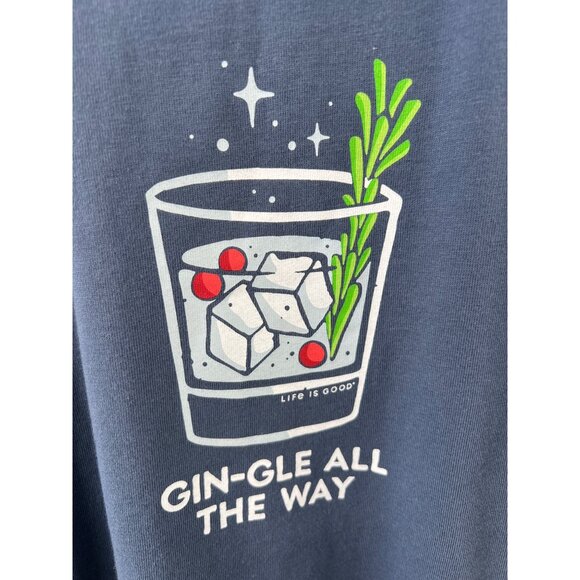 Life Is Good Gin-Gle All The Way Crusher Tee Size Medium Short Sleeve Blue NEW - Picture 3 of 6
